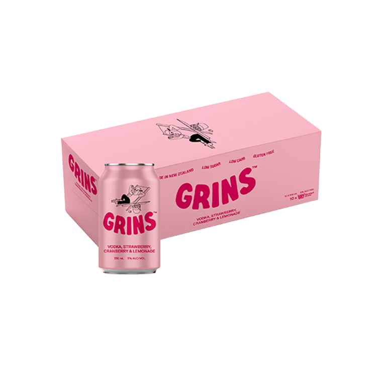 Grins Vodka Strawberry Cranberry & Lemonade 10 x 33 CL